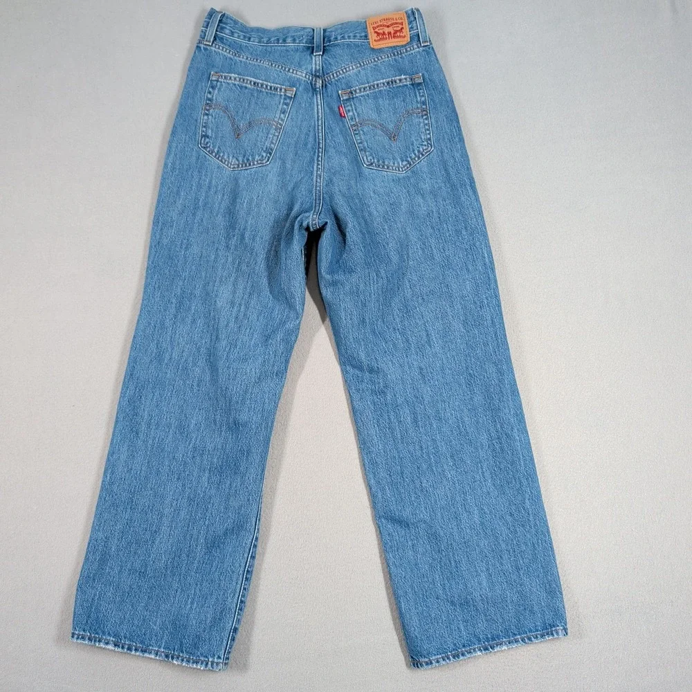 Levi's Jeans Women 30 Blue High Waisted‎ Straight Distressed A0092-0007 Denim